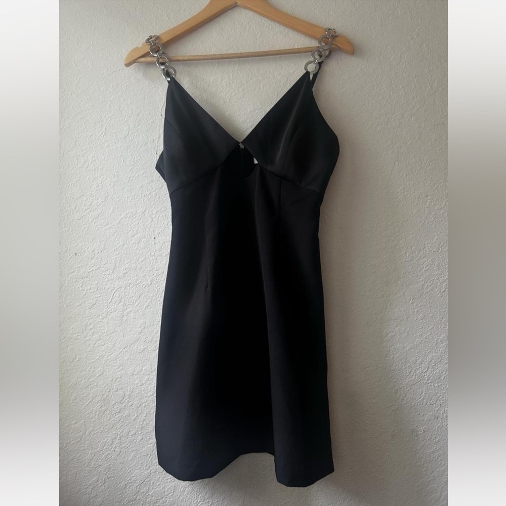 Gianni Bini Penelope Cruz Mini Black Dress with Chain Straps